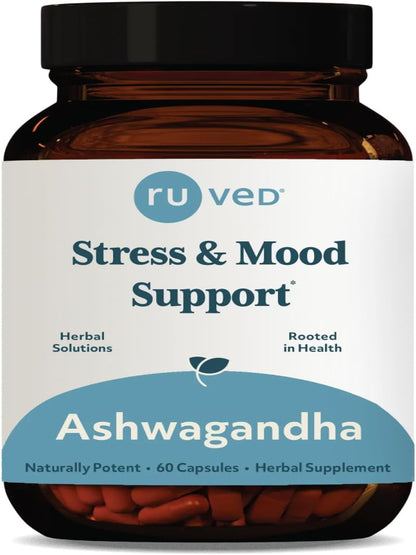 RU Ved Ashwagandha Ayurvedic Supplement Stress and Mood Support (60 Capsules) Nirvana Guru