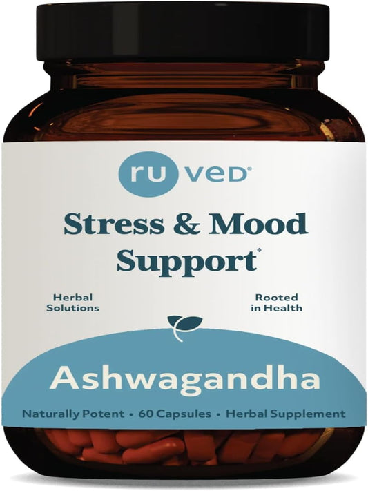 RU Ved Ashwagandha Ayurvedic Supplement Stress and Mood Support (60 Capsules) Nirvana Guru