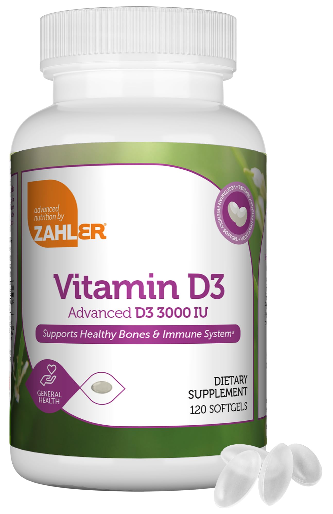 Zahler Vitamin D3 3000IU, Vitamin D3 Supplement 3,000 IU, Certified Kosher (250 Softgels) - Nirvana Guru