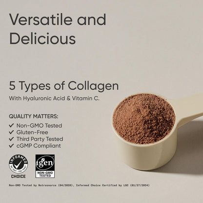 Sports Research Multi Collagen Protein Powder (Type I, II, III, V, X) with Hyaluronic Acid + Vitamin C | 5 Types of Food Based Collagen, 30 Servings (Unflavored) - Nirvana Guru