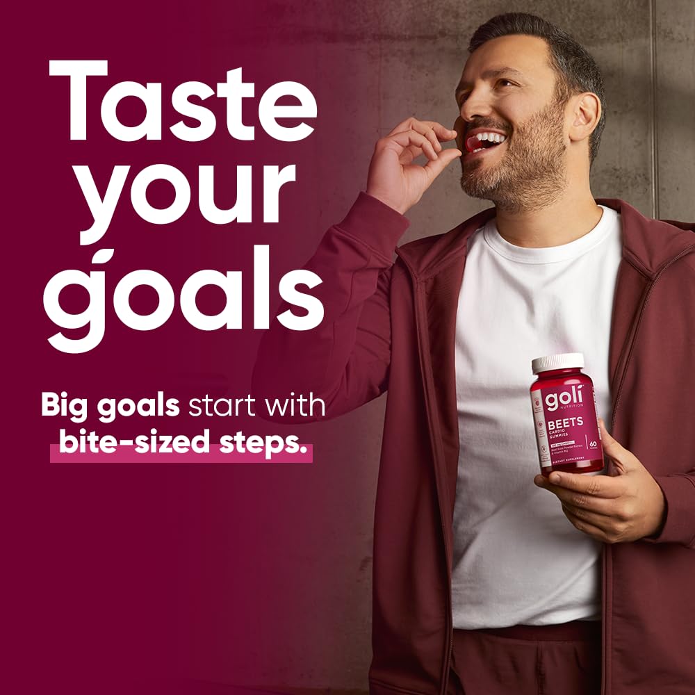 Goli Nutritional Supplement, Beets Cardio Gummy - 60 Count - 100mg CoQ10 & Beet Root Extract - Gluten-Free, Vegan, Non-GMO, and Gelatin-Free. Nature's Great Superfood. Nirvana Guru