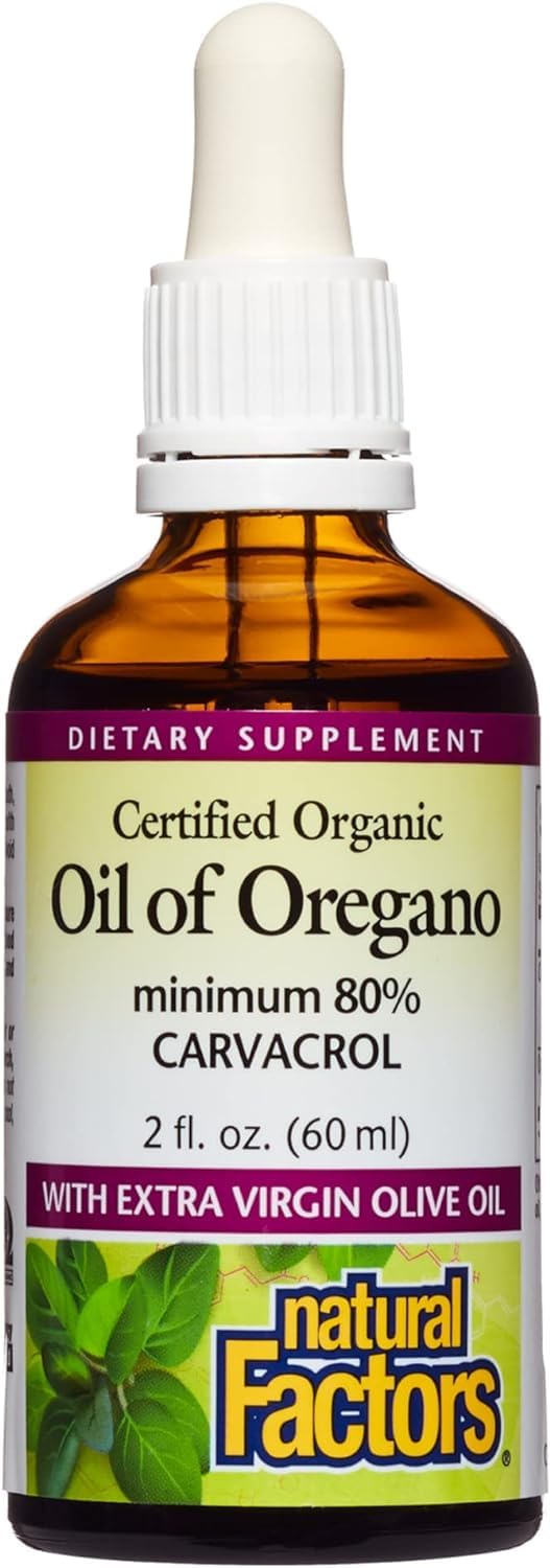 Natural Factors Certified Organic Oil of Oregano, Herbal Supplement for Immune Support, Vegan, Non-GMO, 2 Fl Oz - Nirvana Guru