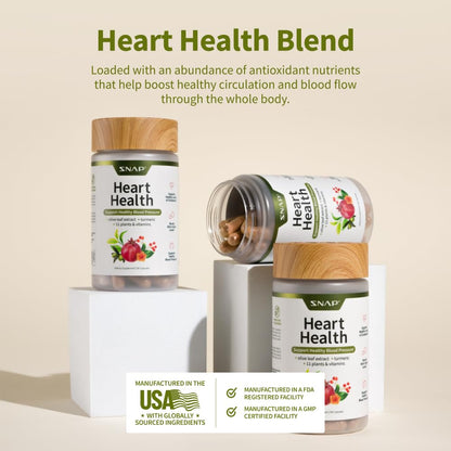 Snap Supplements Heart Health Supplements and Blood Circulation Supplements, 180 Capsules - Nirvana Guru