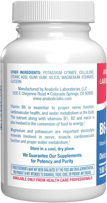 Calcium Magnesium B6 Supplement - Clinically Formulated Vitamin B6 50mg Complex for Energy Metabolism Krebs Cycle Heart Bone and Nerve Support with B1 B2 Niacin and Potassium (100 Servings) Nirvana Guru