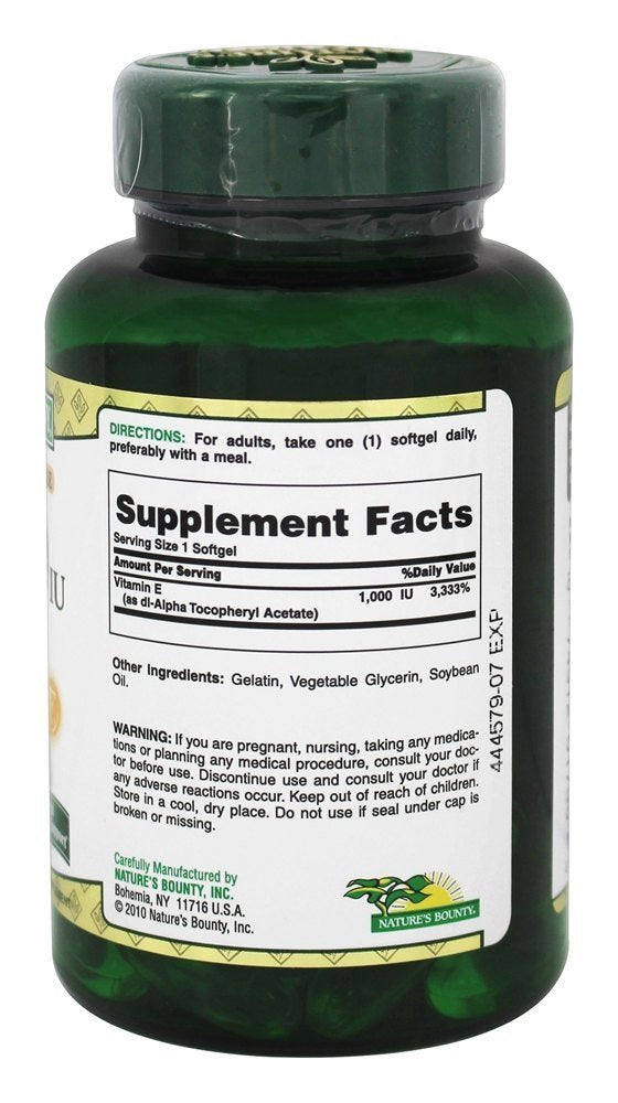 Nature's Bounty Vitamin E 1000 IU Softgels, Supports Antioxidant Health & Immune System, 1 Pack, 60 Softgels Nirvana Guru
