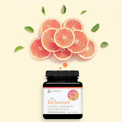 Youtheory Daily Fat Burner - Supports Body Composition & Metabolism - with Citrus Fruit Blend, Chromium & Cayenne Extract - Gluten, Soy & Dairy Free - 60 Vegetarian Capsules - Nirvana Guru