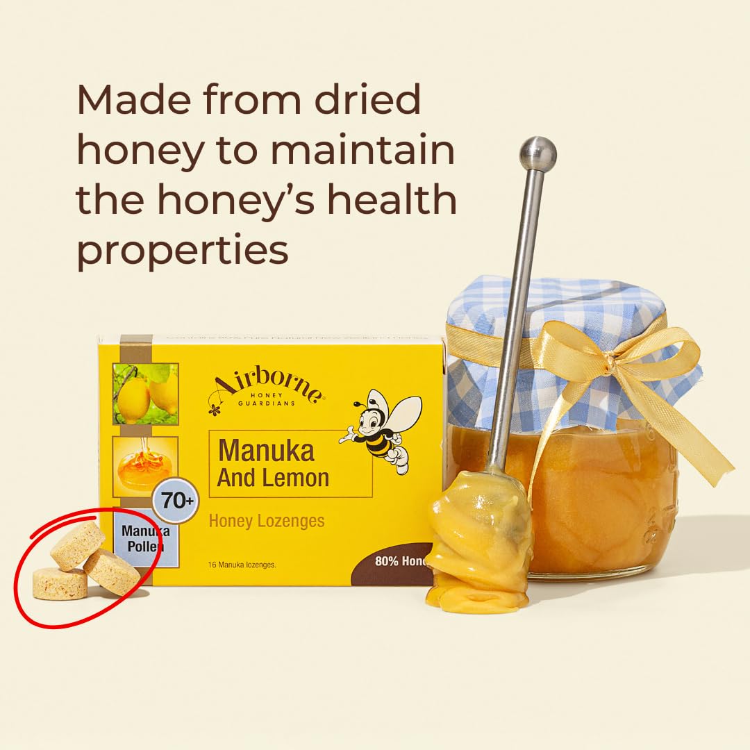 Airborne (New Zealand) Manuka Honey and Lemon Lozenges (16 x 0.1oz) Nirvana Guru