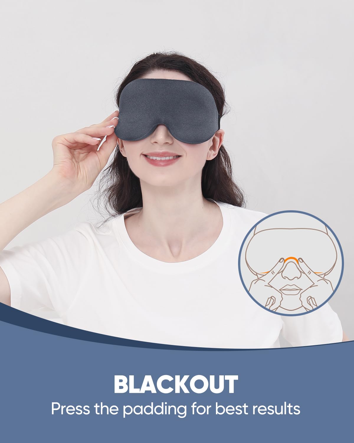 MZOO Sleep Eye Mask for Side Sleeper Men Women, Zero Eye Pressure 3D Sleeping Mask, Light Blocking Patented Design Night Blindfold, Soft Eye Shade Cover for Travel, Black