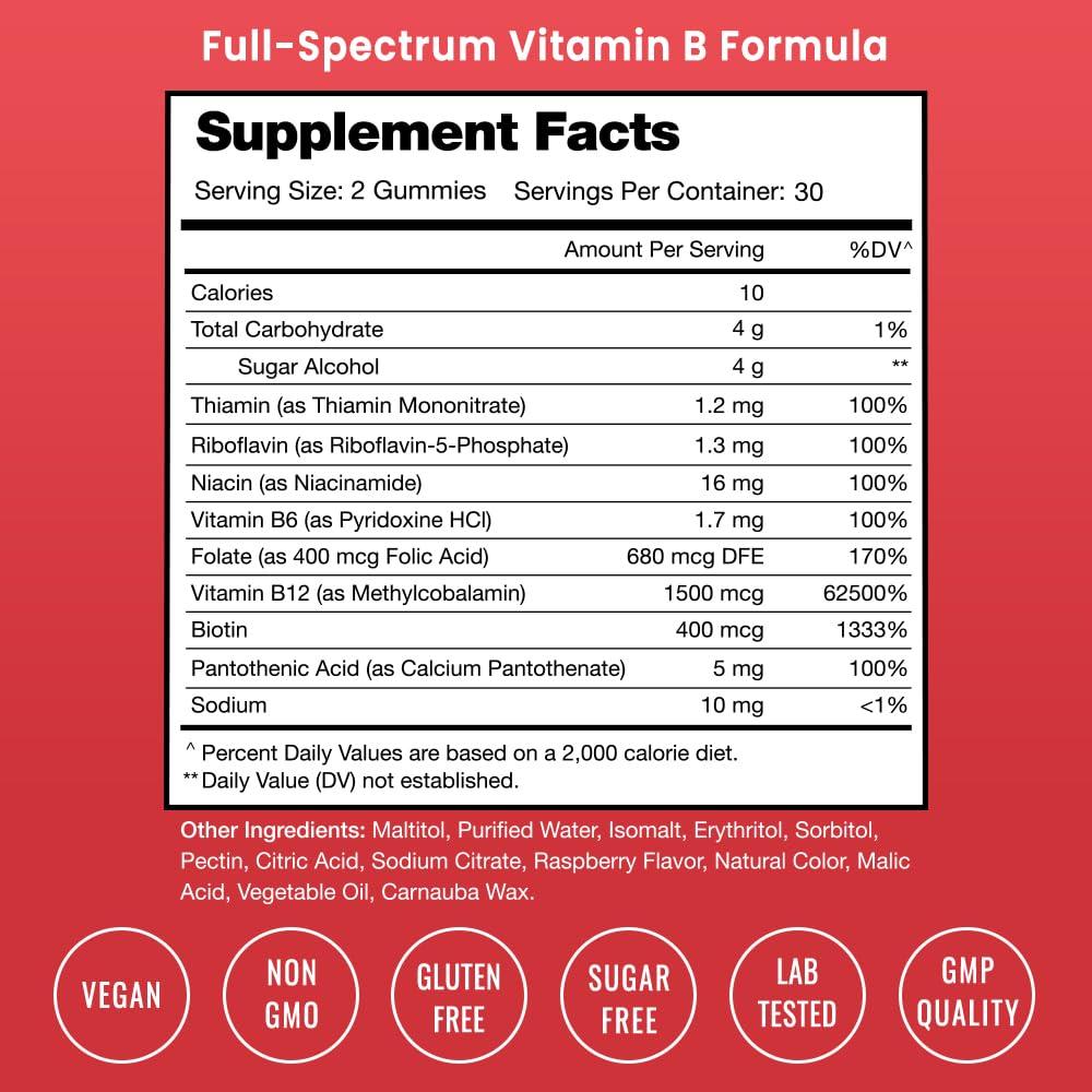 USDA Organic Vitamin B Complex Liquid Drops | B Vitamins Complex Supplement with B1, B2, B3, B6, B7, B9 & Methyl B12 Drops for Adults & Kids | Vegan Berry Flavor 2oz | 60 Servings / 2 Month Supply Nirvana Guru