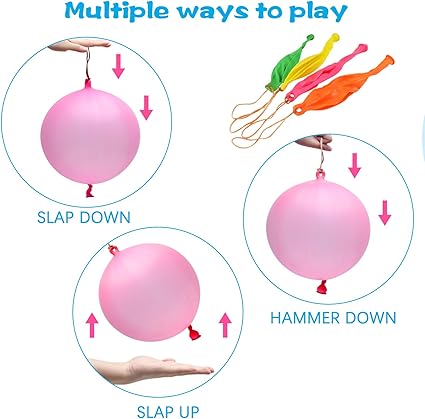 RUBFAC 36 Punch Balloons Punching Balloon Heavy Duty Party Favors For Kids, Bouncy Balls with Rubber Band Handle for Birthday Party, Goodie Bag, Stocking Stuffers for Kids nirvanaguru