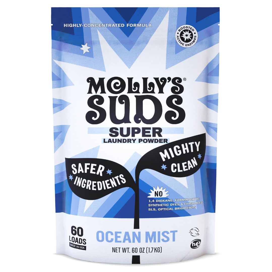 Molly's Suds Super Powder Detergent | Extra Strength Laundry Soap, Stain Fighting | Sensitive Skin | Simple, Effective Ingredients | 60 Loads - Lavender