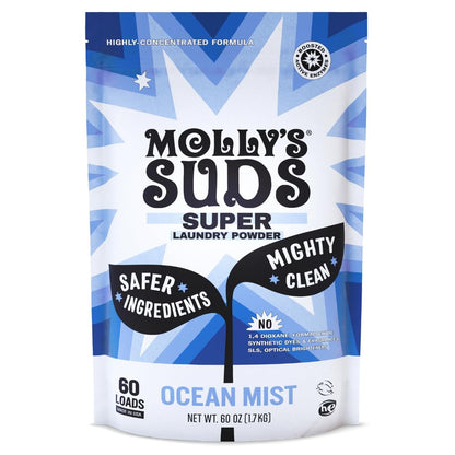 Molly's Suds Super Powder Detergent | Extra Strength Laundry Soap, Stain Fighting | Sensitive Skin | Simple, Effective Ingredients | 60 Loads - Lavender