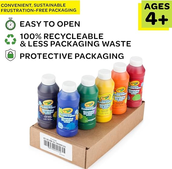 Crayola Washable Finger Paints (6ct), Toddler Paint Set, Nontoxic Finger Paint for Kids, Arts & Crafts Supplies for Toddlers, Teacher Classroom Must Have [Amazon Exclusive] nirvanaguru