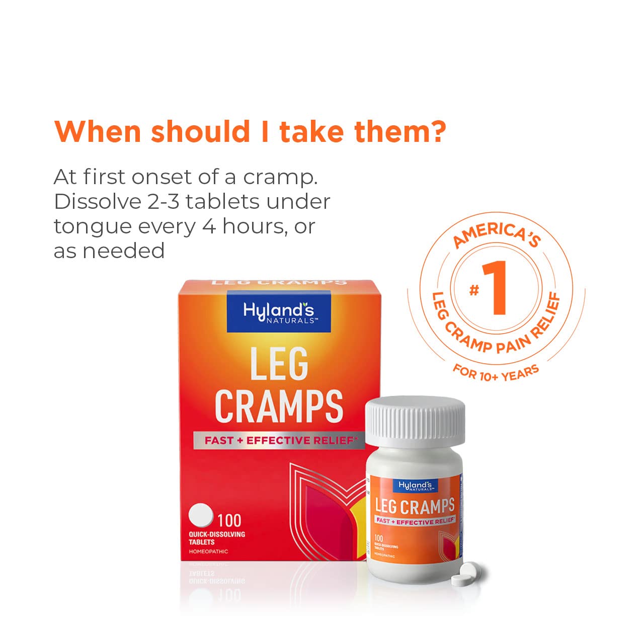 Hyland's Leg Cramp Tablets, Natural Relief of Calf, Leg and Foot Cramp, Quick Dissolving Tablets, 100 Count