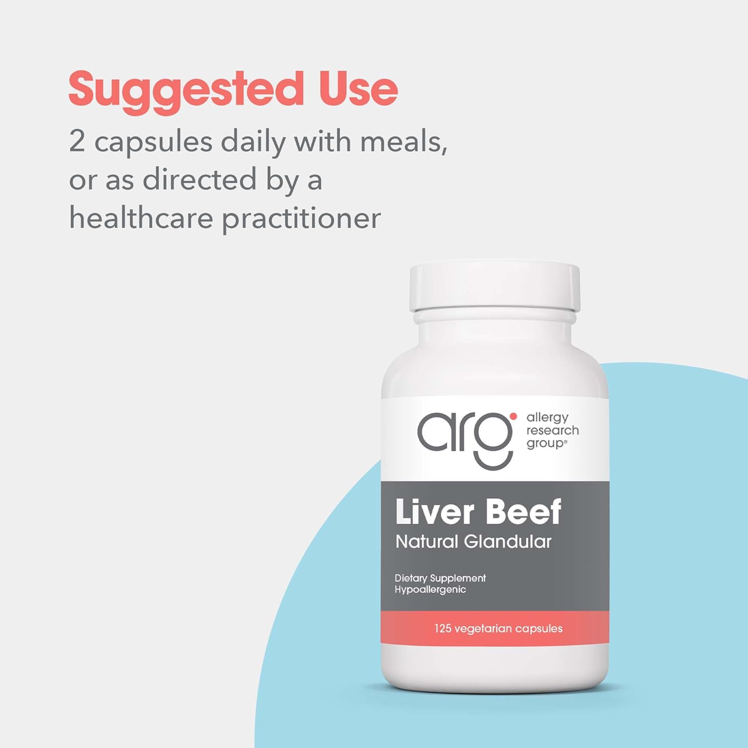 Allergy Research Group Beef Liver Supplement - Liver Function Support, Grass-fed Beef Liver Capsules 1000mg, Glandular Beef Liver Vitamins - 125 Count Nirvana Guru