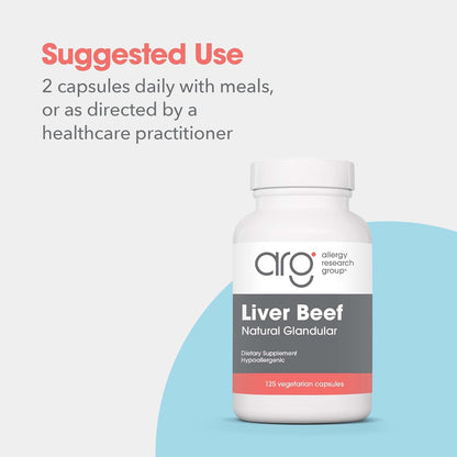 Allergy Research Group Beef Liver Supplement - Liver Function Support, Grass-fed Beef Liver Capsules 1000mg, Glandular Beef Liver Vitamins - 125 Count Nirvana Guru