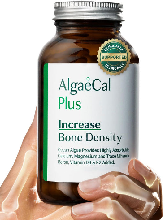 ALGAECAL Organic Red Algae Calcium Supplement for Bone Density, Vitamin K2 MK7 (100mg), Vitamin D3 (1600 IU), Magnesium (350mg) & Trace Minerals & Strength, Easy to Swallow, 120 Veggie Caps Nirvana Guru