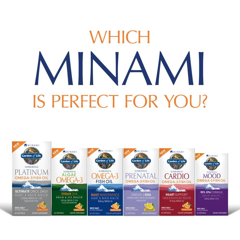 Garden of Life EPA/DHA Omega 3 Fish Oil - Minami Natural Brain Function, Heart and Mood Supplement, 60 Softgels - Nirvana Guru