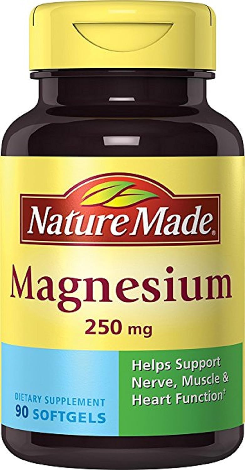 Nature Made Magnesium 250 mg, Magnesium Supplement for Muscle, Heart, Bone and Nerve Support, 90 Softgels, 90 Day Supply - Nirvana Guru