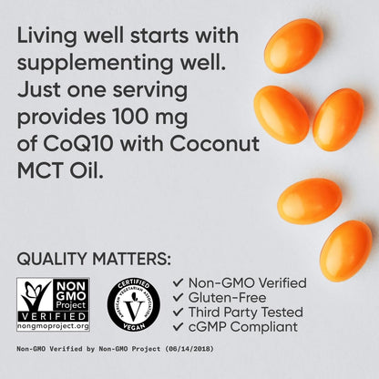 Sports Research CoQ10 200mg Capsules - Premium Coenzyme 10 Supplement with Coconut MCT Oil - Vegan Certified, Non-GMO Verified & Gluten Free - 90 Veggie Softgels - Nirvana Guru