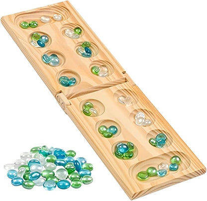 Regal Games Mancala Board Game - Fun Classic Table Game with Wooden Board for Adults & Kids - 48 Glass Mancala Beads & 2 Player Games - Ideal for Family Game Night, Travel (Ages 8+) nirvanaguru