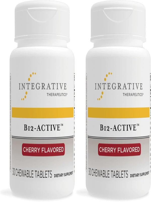 Integrative Therapeutics B-12 Active, Vitamin B12, Supports Nerve Function*, Cherry Flavored, 30 Chewable Tablets - 2 Pack - Nirvana Guru