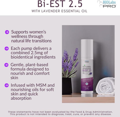 BioLabs PRO Natural Bioidentical 2.5 Estro Cream, Combo For Women Two-Month Supply (Lavender-3oz) Nirvana Guru