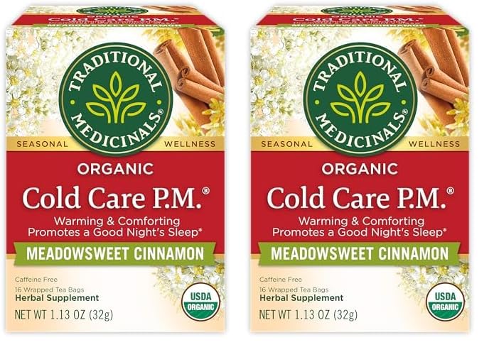 Traditional Medicinals Tea, Organic Cold Care PM, Get a Good Night's Sleep, 16 Tea Bags - Nirvana Guru