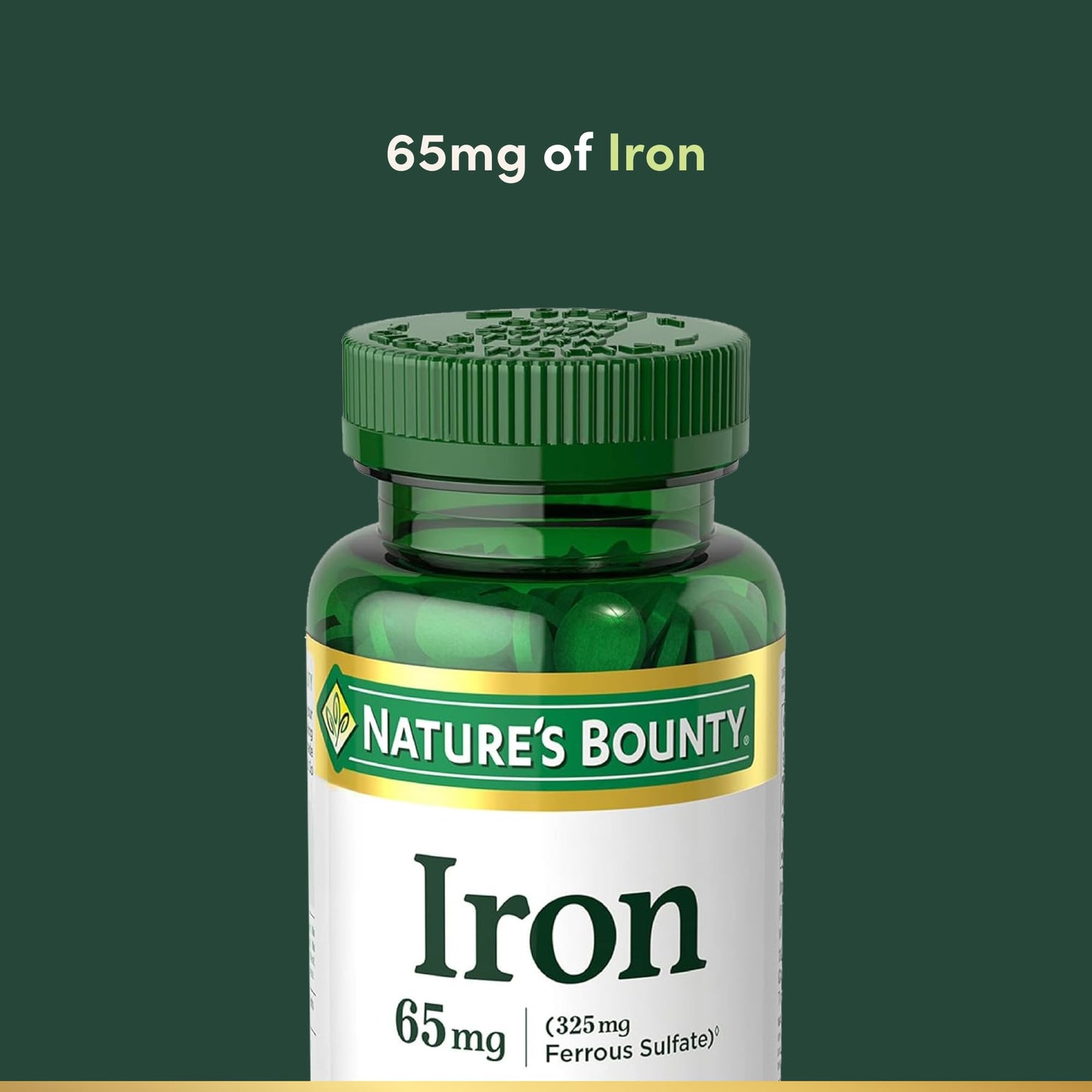 Nature's Bounty Iron 65mg, 325 mg Ferrous Sulfate, Cellular Energy Support, Promotes Normal Red Blood Cell Production, 100 Tablets Nirvana Guru