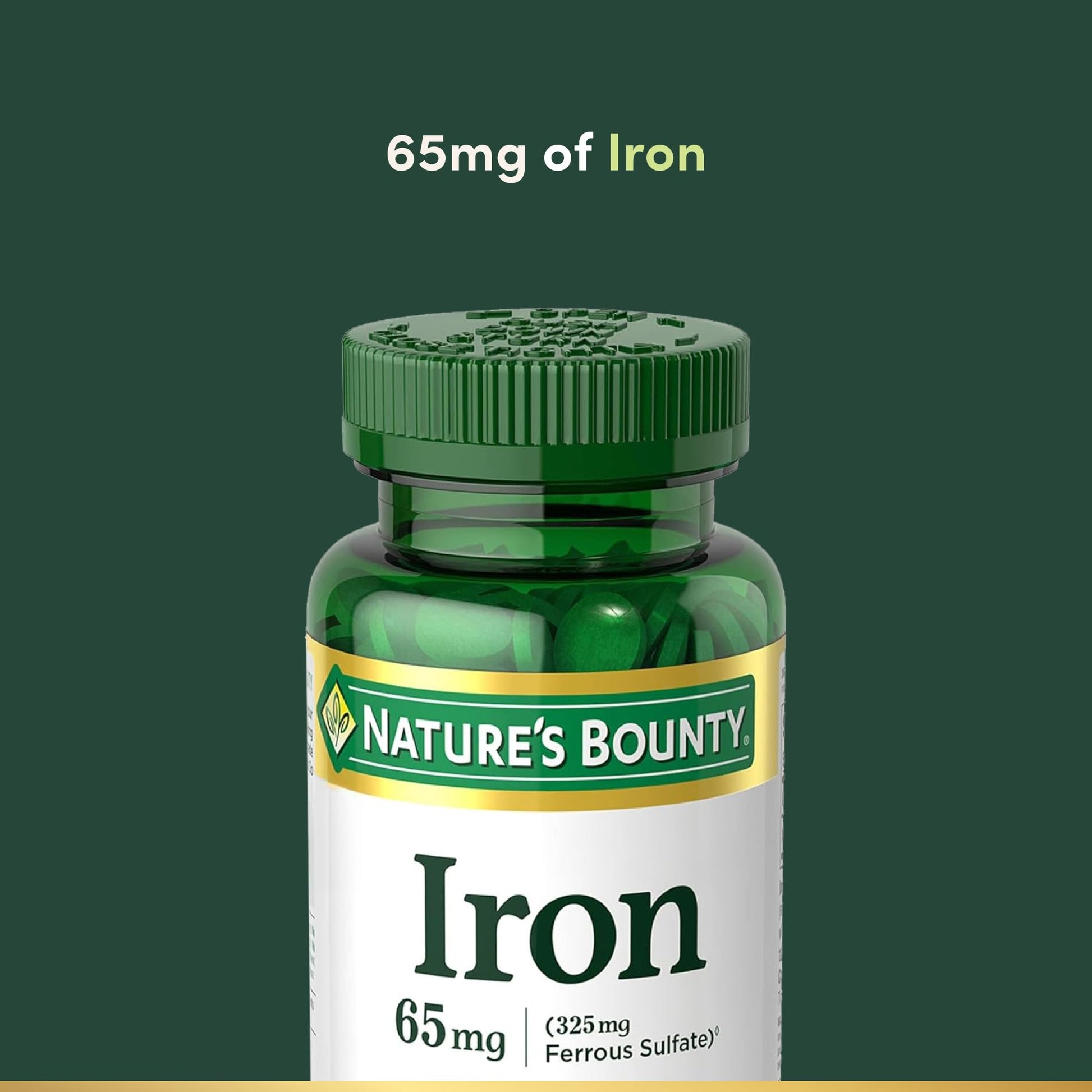 Nature's Bounty Iron 65mg, 325 mg Ferrous Sulfate, Cellular Energy Support, Promotes Normal Red Blood Cell Production, 100 Tablets Nirvana Guru