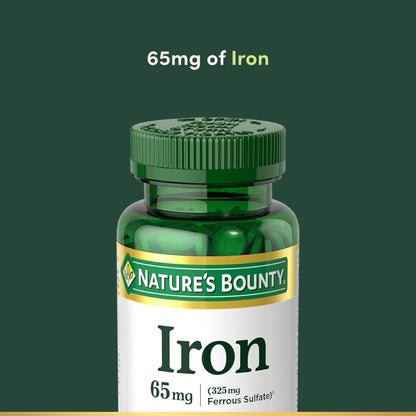 Nature's Bounty Iron 65mg, 325 mg Ferrous Sulfate, Cellular Energy Support, Promotes Normal Red Blood Cell Production, 100 Tablets Nirvana Guru