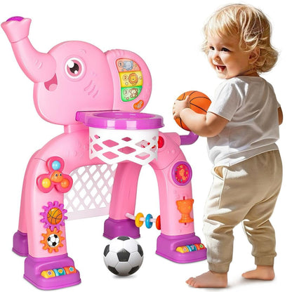 Toddler Basketball Hoop & Soccer Goal, Toys for 1 2 3 Year Old Boys Girls, Kids Sports Toy with Light Sound Music, Montessori Toys for Baby 12-18 Months, Christmas Birthday Gifts for Ages 1-3(Blue） Nirvana Guru