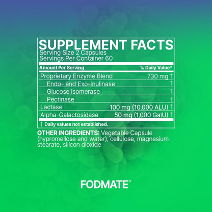 Microbiome Labs FODMATE Digestive Enzymes for Women & Men - Digestive Support for Low FODMAP Protocols & Occasional Bloating, Gas & Stomach Relief (120 Capsules) - Nirvana Guru