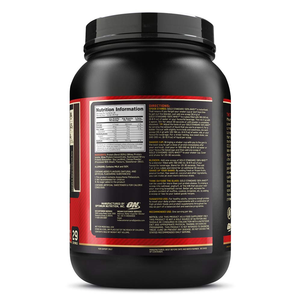 Optimum Nutrition Gold Standard 100% Whey Protein Powder, Double Rich Chocolate, 2 Pound (Packaging May Vary) - Nirvana Guru