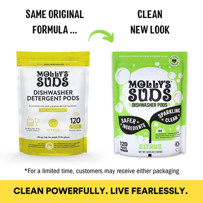 Molly's Suds Dishwasher Pods | Clean Dishwasher Detergent, Cuts Grease & Rinses Clean (Residue-Free) for Sparkling Dishes | 60 Auto-Release Tabs (Citrus) Nirvana Guru