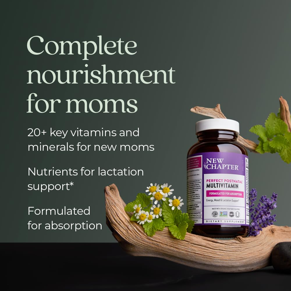 New Chapter, Postnatal Vitamins Lactation Supplement, Complete Multivitamin with Fermented Vitamin D3 + B Vitamins, Made with Organic Vegetables & Herbs, Non-GMO Ingredients, 192 Count - Nirvana Guru
