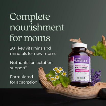 New Chapter, Postnatal Vitamins Lactation Supplement, Complete Multivitamin with Fermented Vitamin D3 + B Vitamins, Made with Organic Vegetables & Herbs, Non-GMO Ingredients, 192 Count - Nirvana Guru