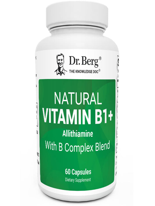 Dr. Berg Natural Vitamin B1 B6 B12 Complex - Allithiamine Vitamin B1 Supplement with 8 Essential Vitamin B Complex for Men & Women Including Thiamin, Niacin, Folate, Magnesium & More - 60 Capsules - Nirvana Guru