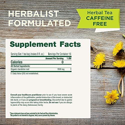 Traditional Medicinals Tea, Organic Roasted Dandelion Root, Supports Kidney Function & Healthy Digestion, 96 Tea Bags (6 Pack) - Nirvana Guru