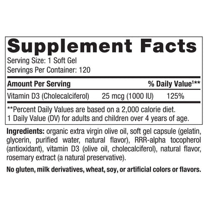 Nordic Naturals Vitamin D3 5000, Orange - 120 Mini Soft Gels - 5000 IU Vitamin D3 - Supports Healthy Bones, Mood & Immune System Function - Non-GMO - 120 Servings - Nirvana Guru