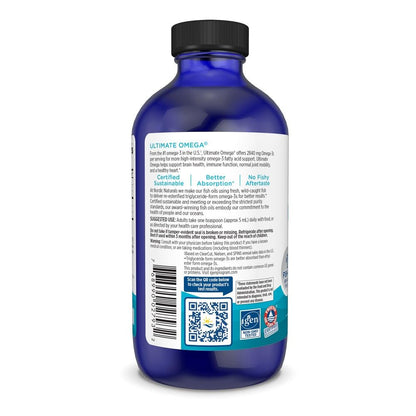 Nordic Naturals Ultimate Omega Liquid, Lemon Flavor - 4 oz - 2840 mg Omega-3 - High-Potency Omega-3 Fish Oil Supplement with EPA & DHA - Promotes Brain & Heart Health - Non-GMO - 24 Servings - Nirvana Guru