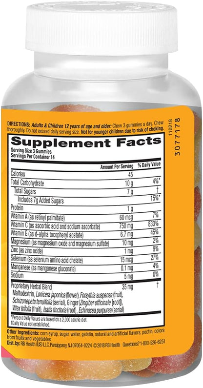 Airborne 750mg Vitamin C Immune Support Supplement Gummies for Adults, Assorted Fruit Flavor, Gluten Free Crafted Blend with Powerful Antioxidants Vitamins A C & E, 42 Gummies (2 Pack) Nirvana Guru