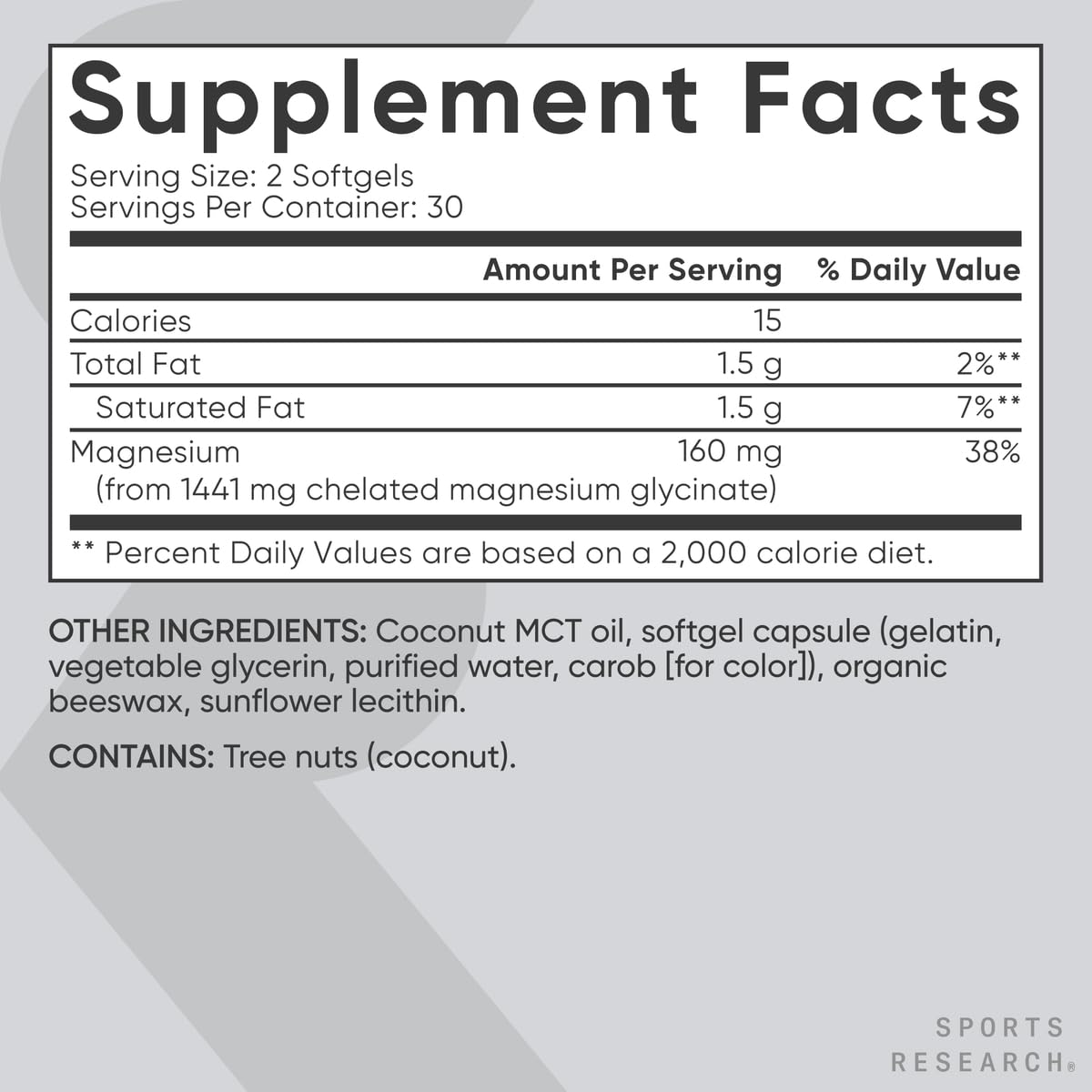 Sports Research® Magnesium Glycinate - Supports Restful Sleep & Enzymatic Processes - 160 mg Chelated Magnesium - Vegan Capsule - 90 Count - Nirvana Guru