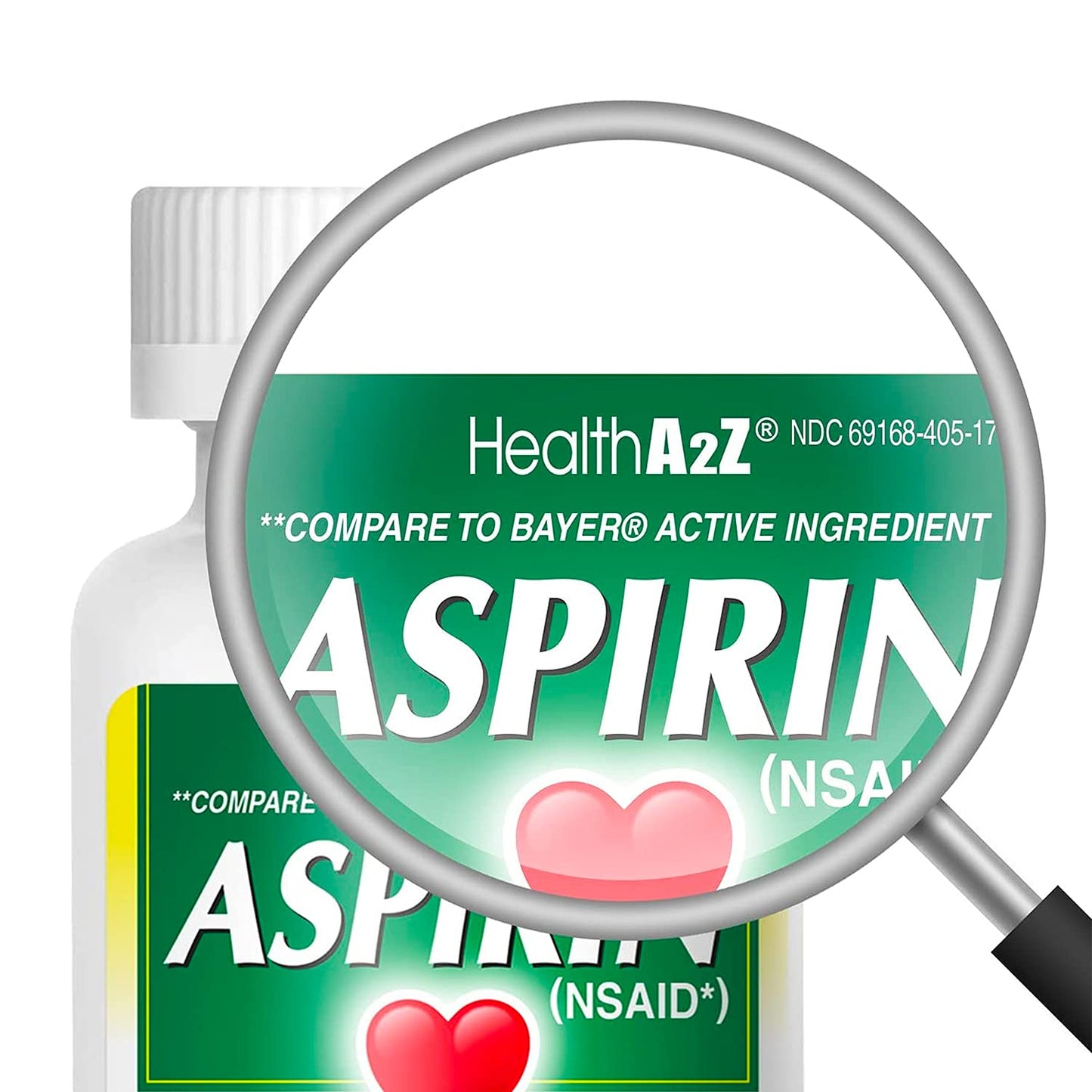 HealthA2Z® Aspirin 81 mg | Low Strength | Enteric Coated | Pain Relief | Reduces Minor Aches Muscle Pain & Cramps | Fever Reducer | Reduces Headache (365 Counts)