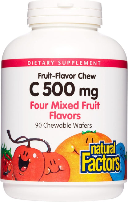 Natural Factors, Kids Chewable Vitamin C 500 mg, Supports Immune Health, Bones, Teeth and Gums, Tangy Orange, 180 Count (Pack of 1) - Nirvana Guru