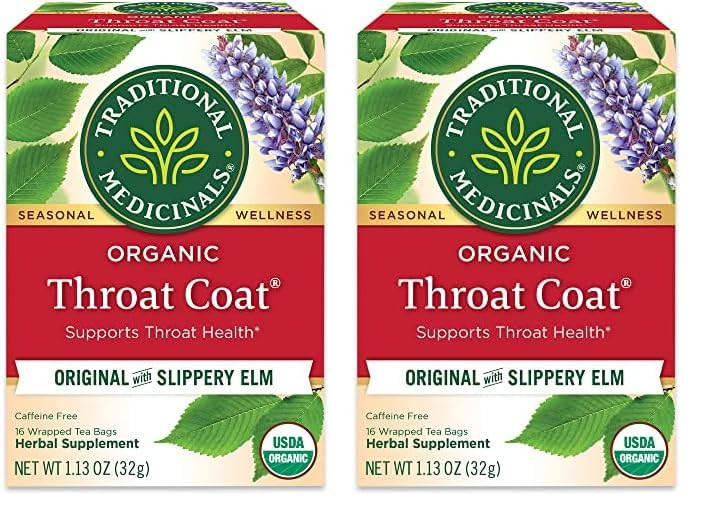 Traditional Medicinals Tea, Organic Throat Coat, Supports Throat Health, 16 Tea Bags - Nirvana Guru