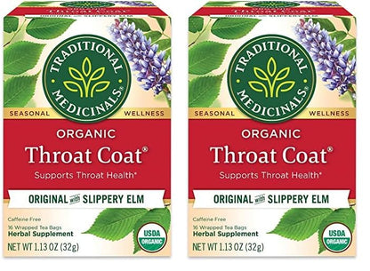 Traditional Medicinals Tea, Organic Throat Coat, Supports Throat Health, 16 Tea Bags - Nirvana Guru