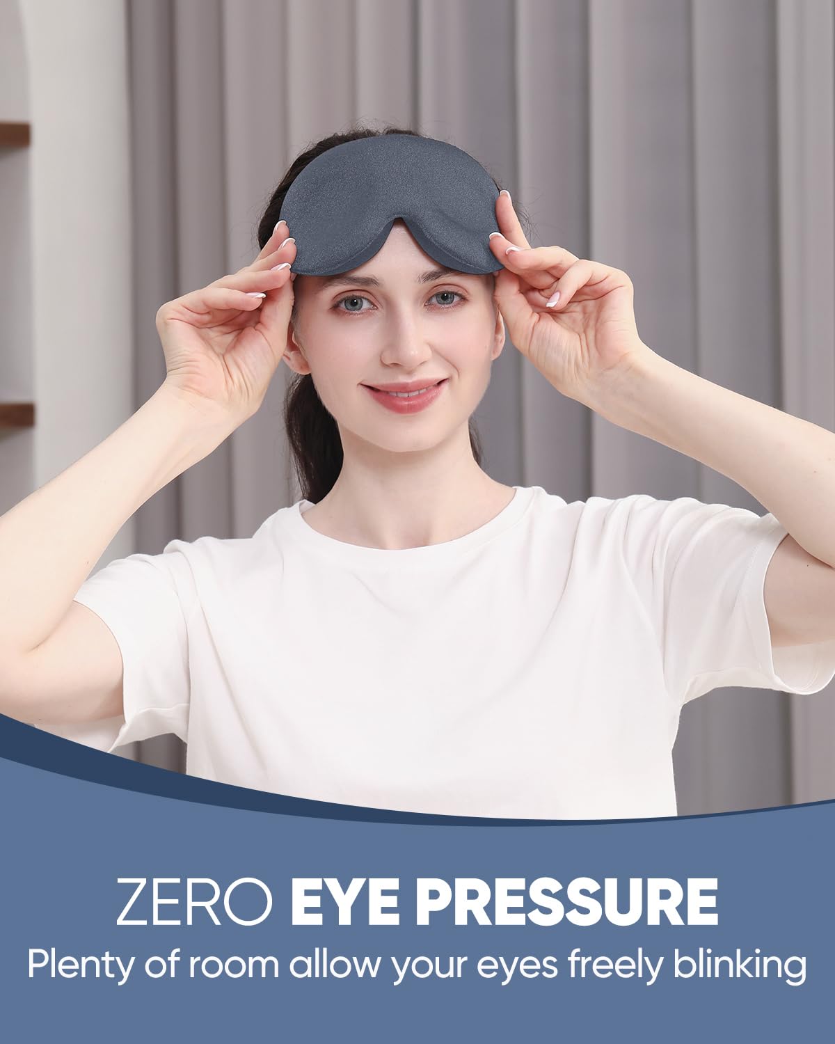 MZOO Sleep Eye Mask for Side Sleeper Men Women, Zero Eye Pressure 3D Sleeping Mask, Light Blocking Patented Design Night Blindfold, Soft Eye Shade Cover for Travel, Black