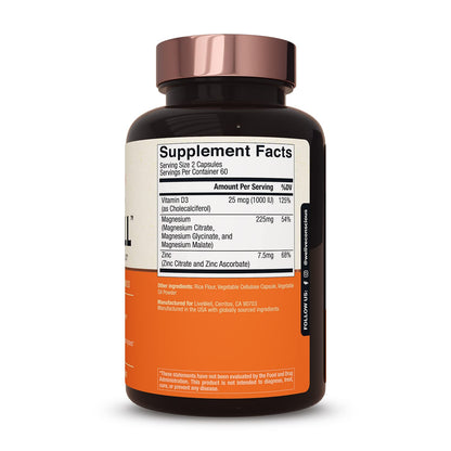 Live Conscious Magwell Magnesium Zinc & Vitamin D3 - Magnesium Glycinate, Malate, & Citrate - Triple Supplement for Women & Men - for Sleep, Bone, Heart, Immune Support - 120 Caps Nirvana Guru