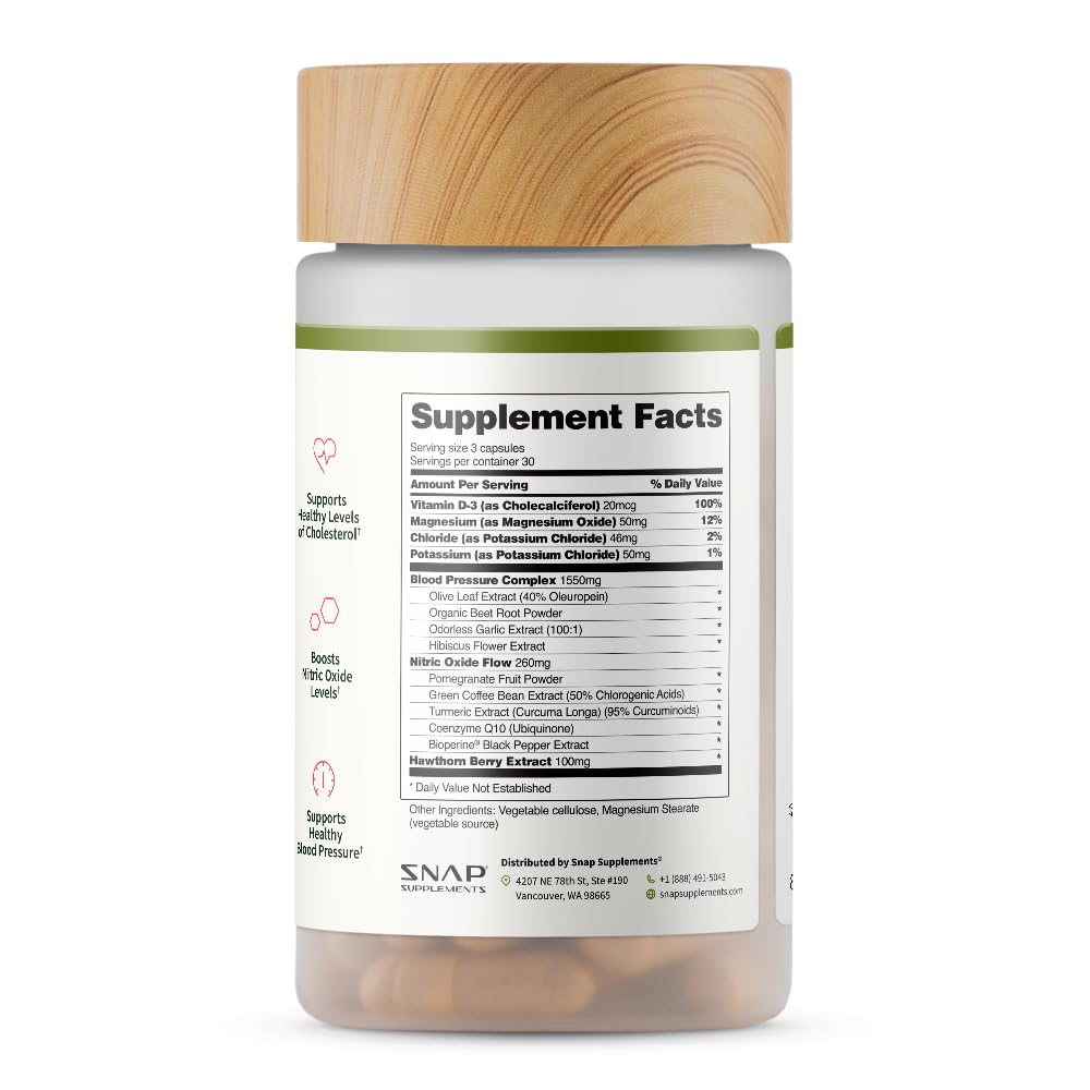 Snap Supplements Heart Health Supplements and Blood Circulation Supplements, 180 Capsules - Nirvana Guru